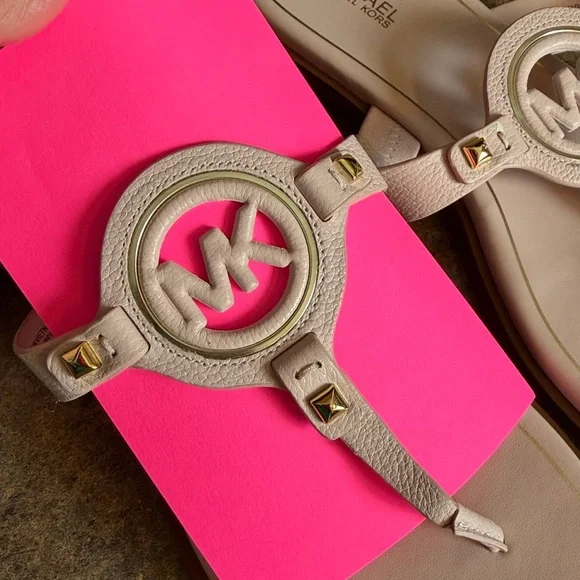 MICHAEL Michael Kors Aubrey Cutout Leather T-Strap Sandals - Picture 6 of 12